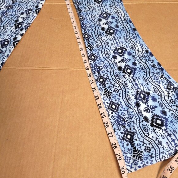 En Creme - Blue Floral Comfy Wide Leg Leggings - Made in USA Size M - Picture 3 of 7